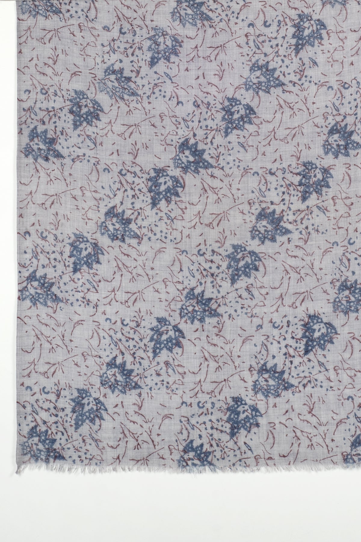 Leaves and Twigs Merino Wool Scarf - Grey