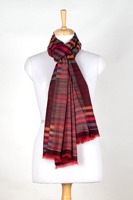 Vivid Stripes Reversible Cashmere Wool Scarf – Brown Multi-Coloured | SVEŽElife