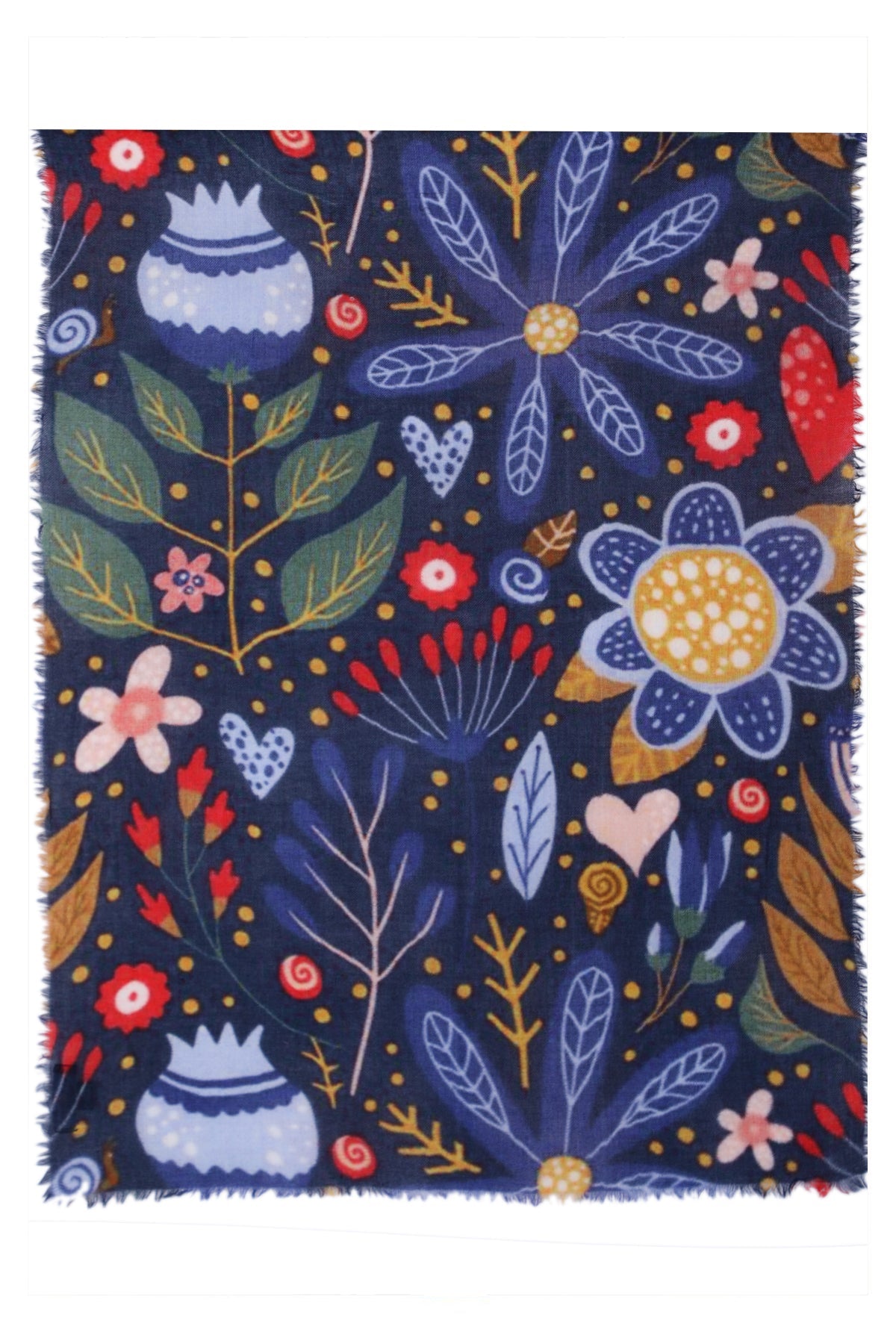Enchanted Forest Wool Scarf - Navy