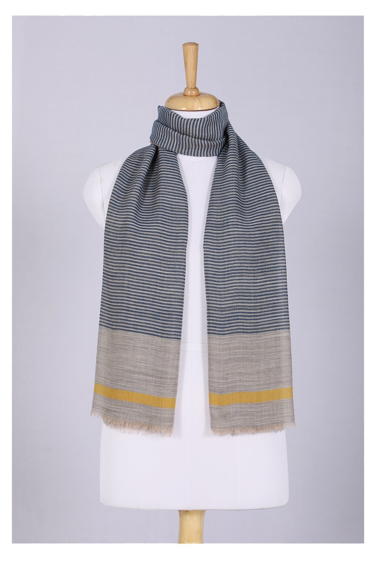 Serene Stride Stripes Wool Scarf - Beige Blue | SVEŽElife