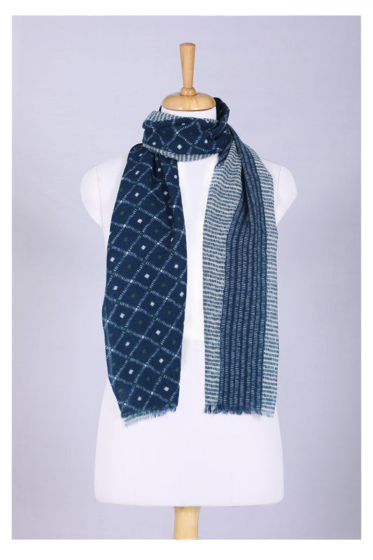 Indigo Elegance Wool Scarf - Blue | SVEŽElife