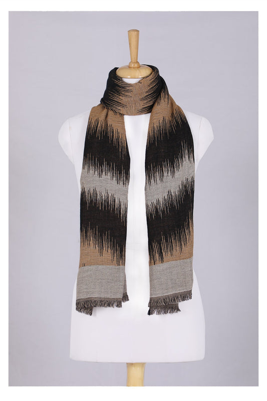 Sahara Jacquard Wool Scarf - Beige Black | SVEŽElife