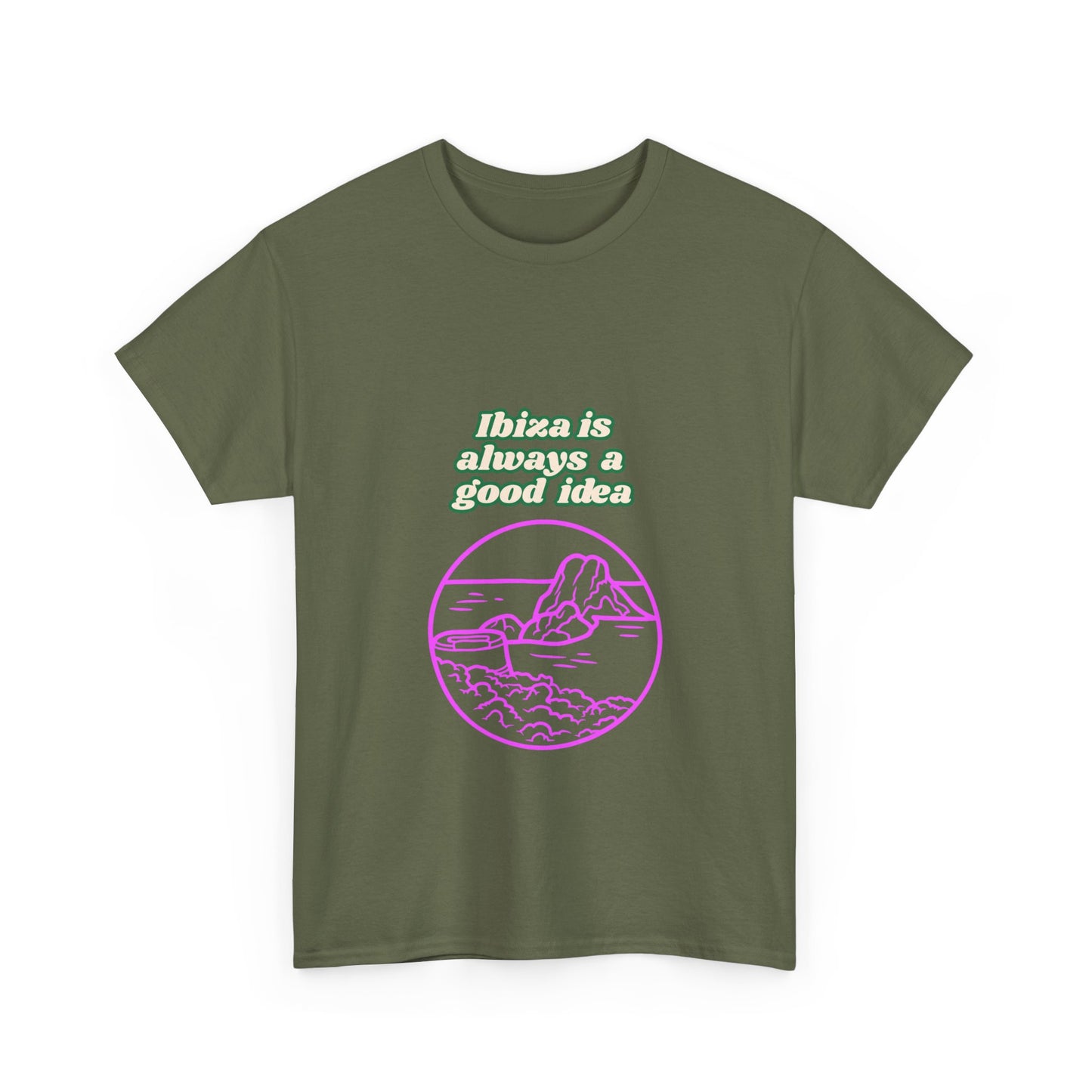 Ibiza Vibes Unisex Heavy Cotton Tee, Retro Summer Shirt, Vacation Apparel, Beach Day Outfit, Travel Gift, Festival Fashion
