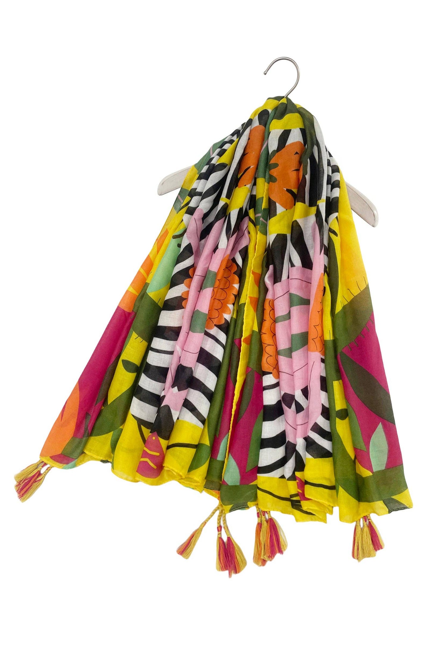 Bright Zebra Jungle Print Square Scarf: Yellow
