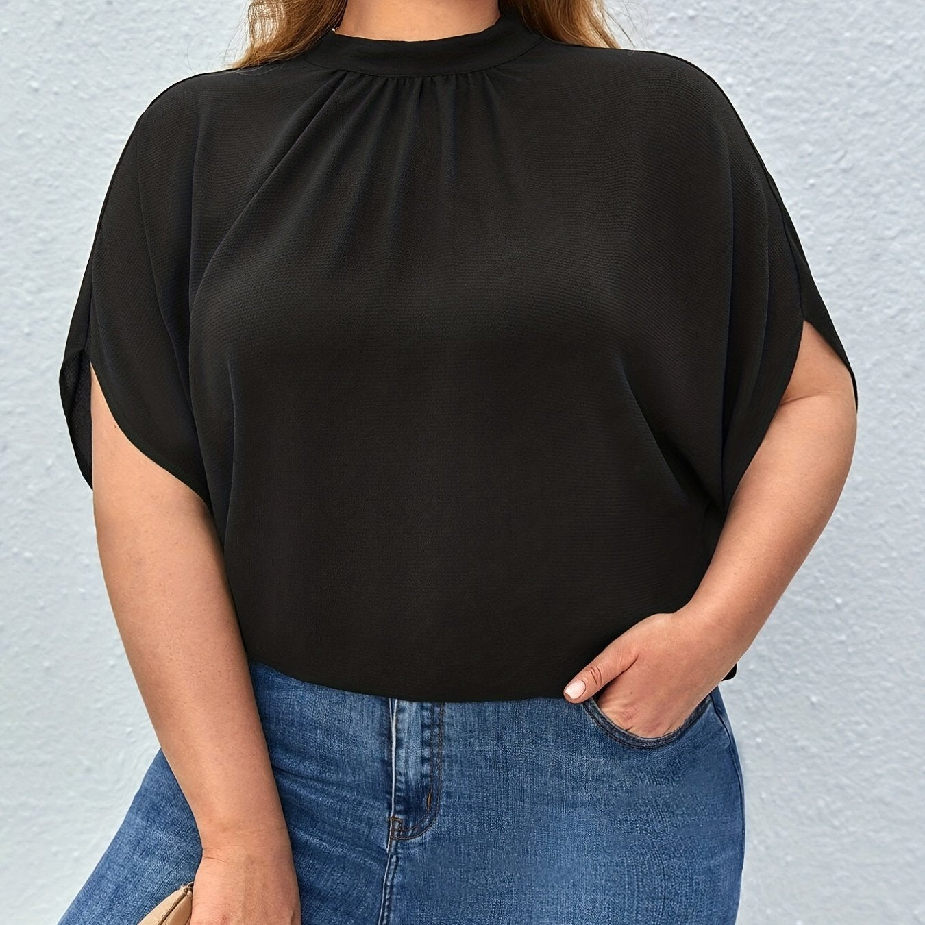 Plus Size Womens Batwing T-Shirt - Stylish Casual Tie Back with Cut Out Detail