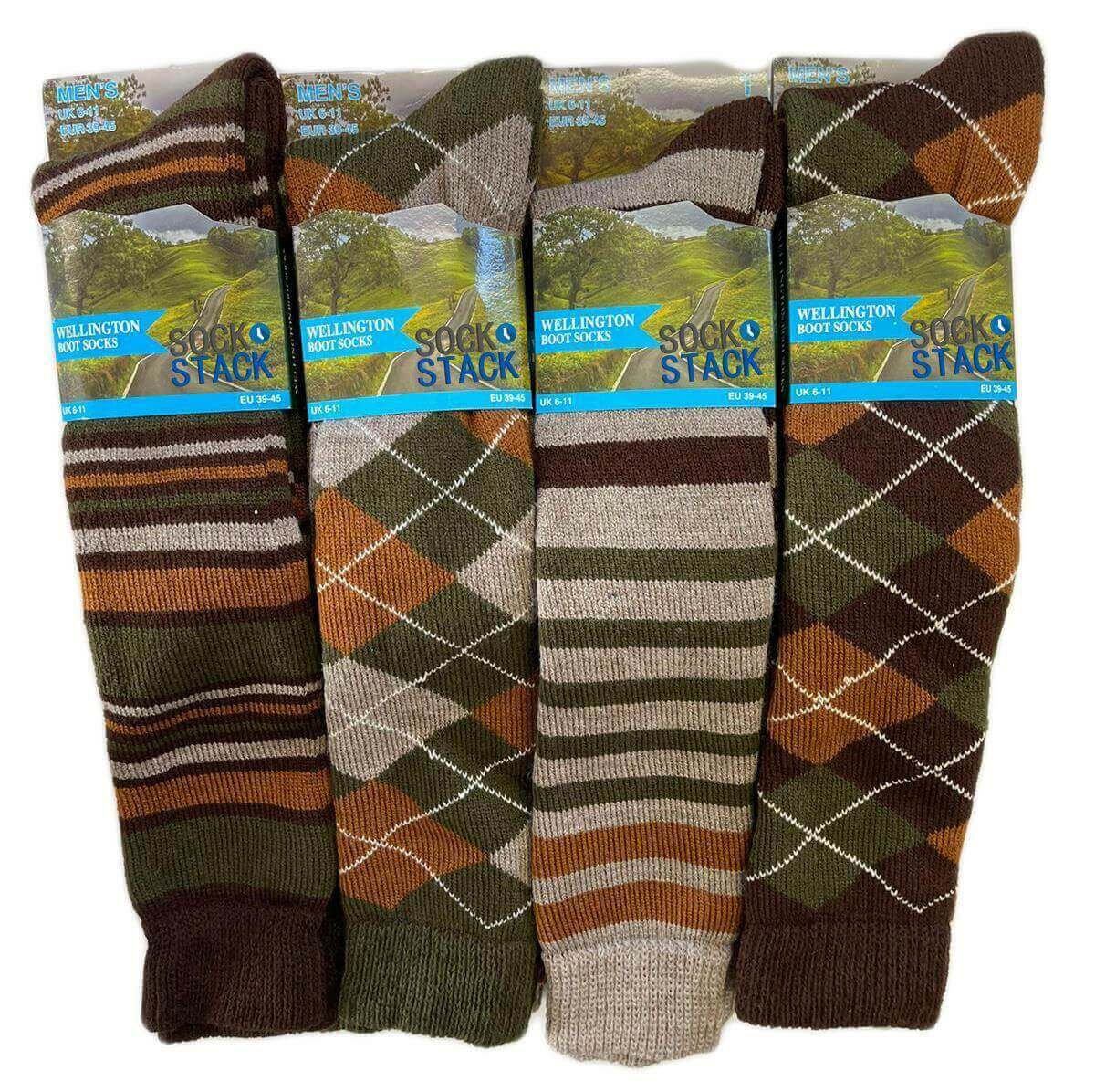 3 Pack Men's Thermal Wellington Boot Socks Reinforced Heel Toe Cushioned Comfort Ideal for Outdoor Hiking Work Durable Warm Size UK 6-11 by Sock Stack