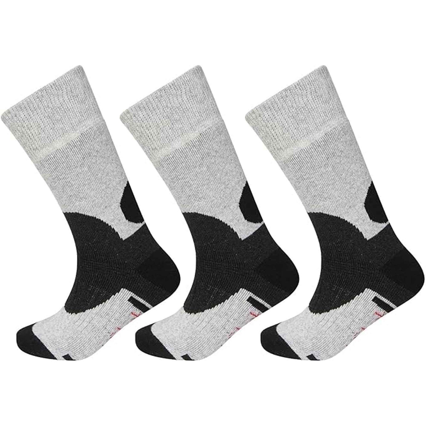 3 Pack Men's Wool Hiking Socks Reinforced Heel Toe Cushioned Arch Support Thermal Boot Socks Sizes UK 6-11 EU 39-45 Grey Black by Sock Stack