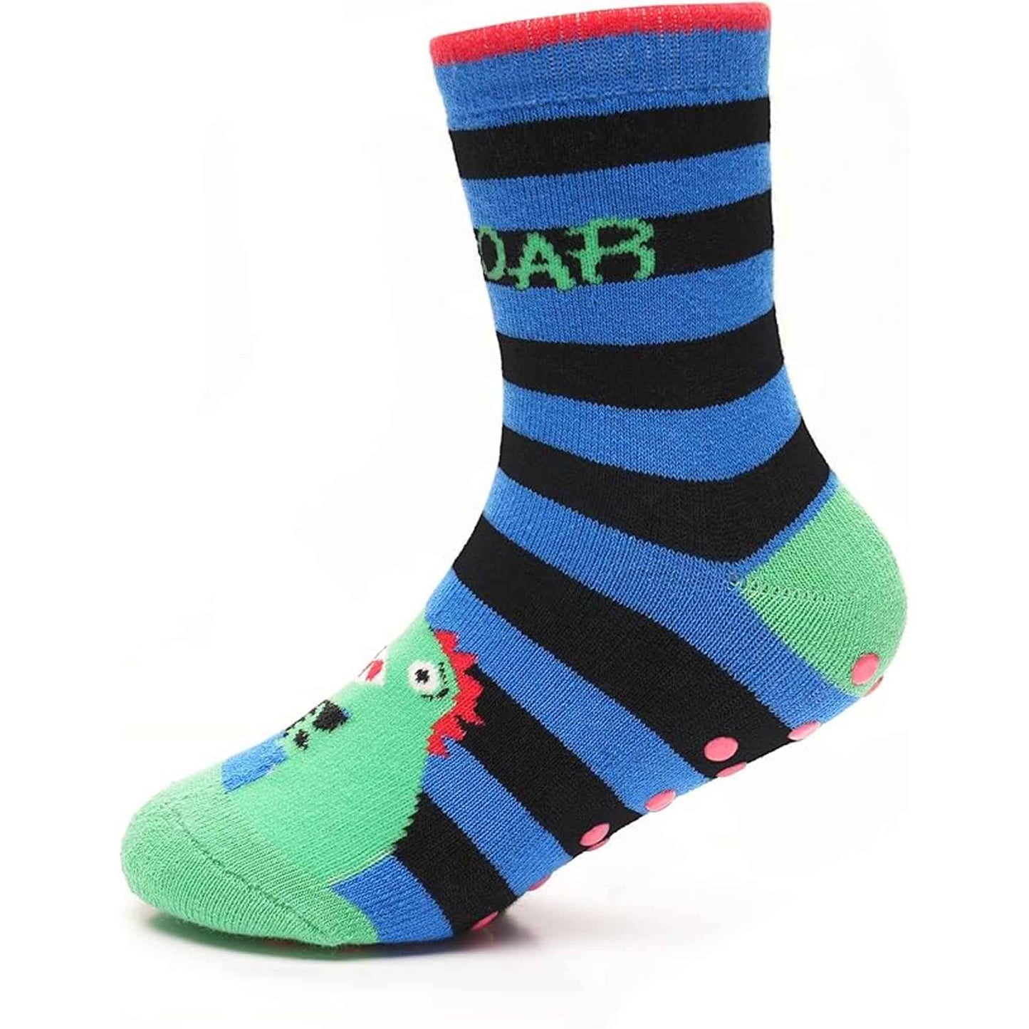 3 Pairs Boys Non-Slip Thermal Slipper Socks Dino Shark Tiger Designs Cozy Indoor Kids Socks Warm Anti-Skid Socks for Winter in Sizes 6-8 9-12 12-3 from Sock Stack