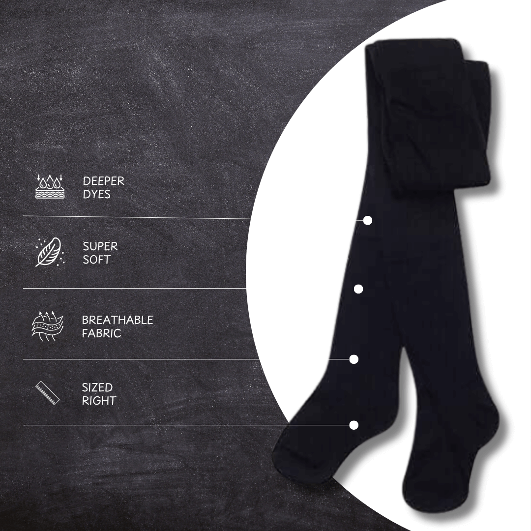 3 Pairs Girls Cotton Lycra Back To School Tights Cotton Rich Long Socks Stylish Comfortable Durable For Uniforms Everyday Wear Ages 3-12 Years by Sock Stack