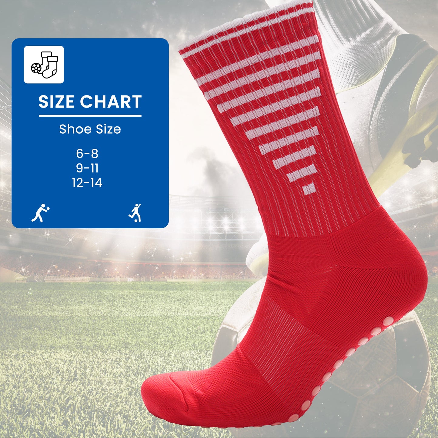 3 Pairs Red Anti Slip Football Grip Socks for Men Sports Socks for Gym Running Yoga Trekking Hiking by  Sock Stack