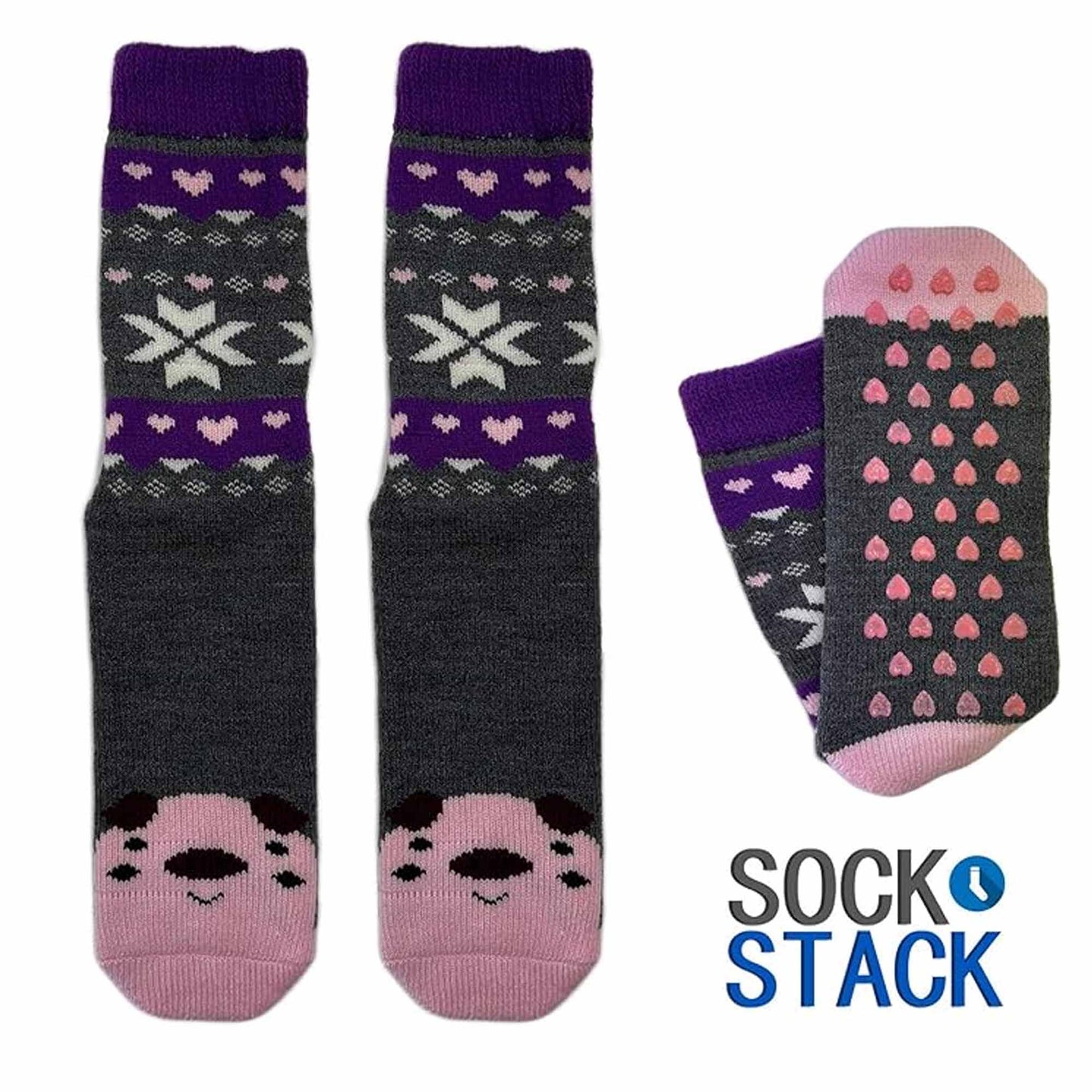 3 Pairs Women's Thermal Slipper Socks Adorable Animal Designs Polar Bears Kittens Perfect for Winter Lounging Gift Giving UK 4-7 EU 37-40 by Sock Stack