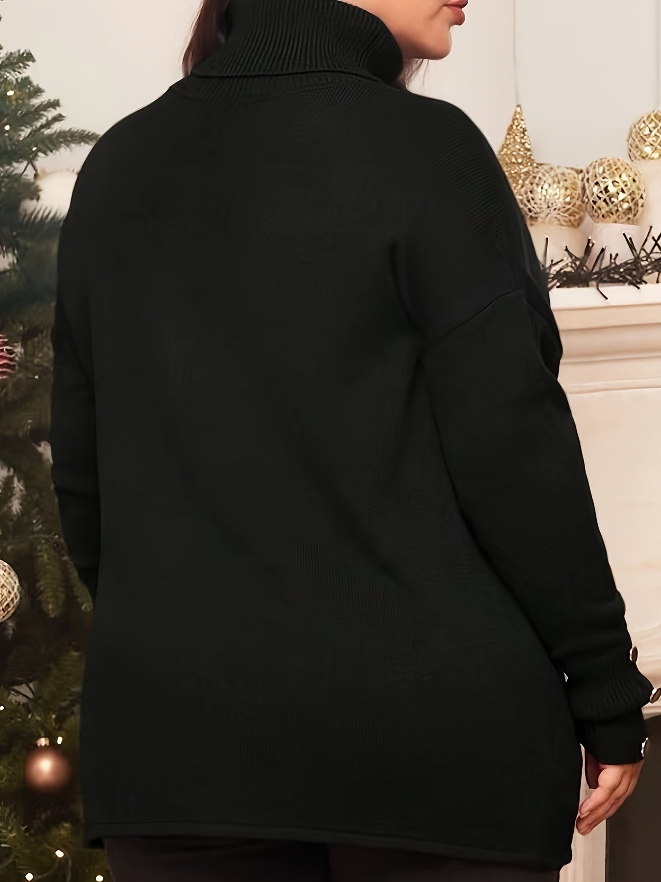 Plus Size Elegant Sweater, Women's Plus Button Jumper