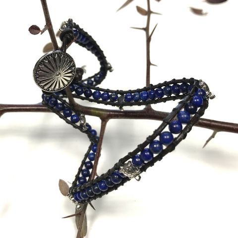 Double Wrap Bracelet - Turtles with Lapis