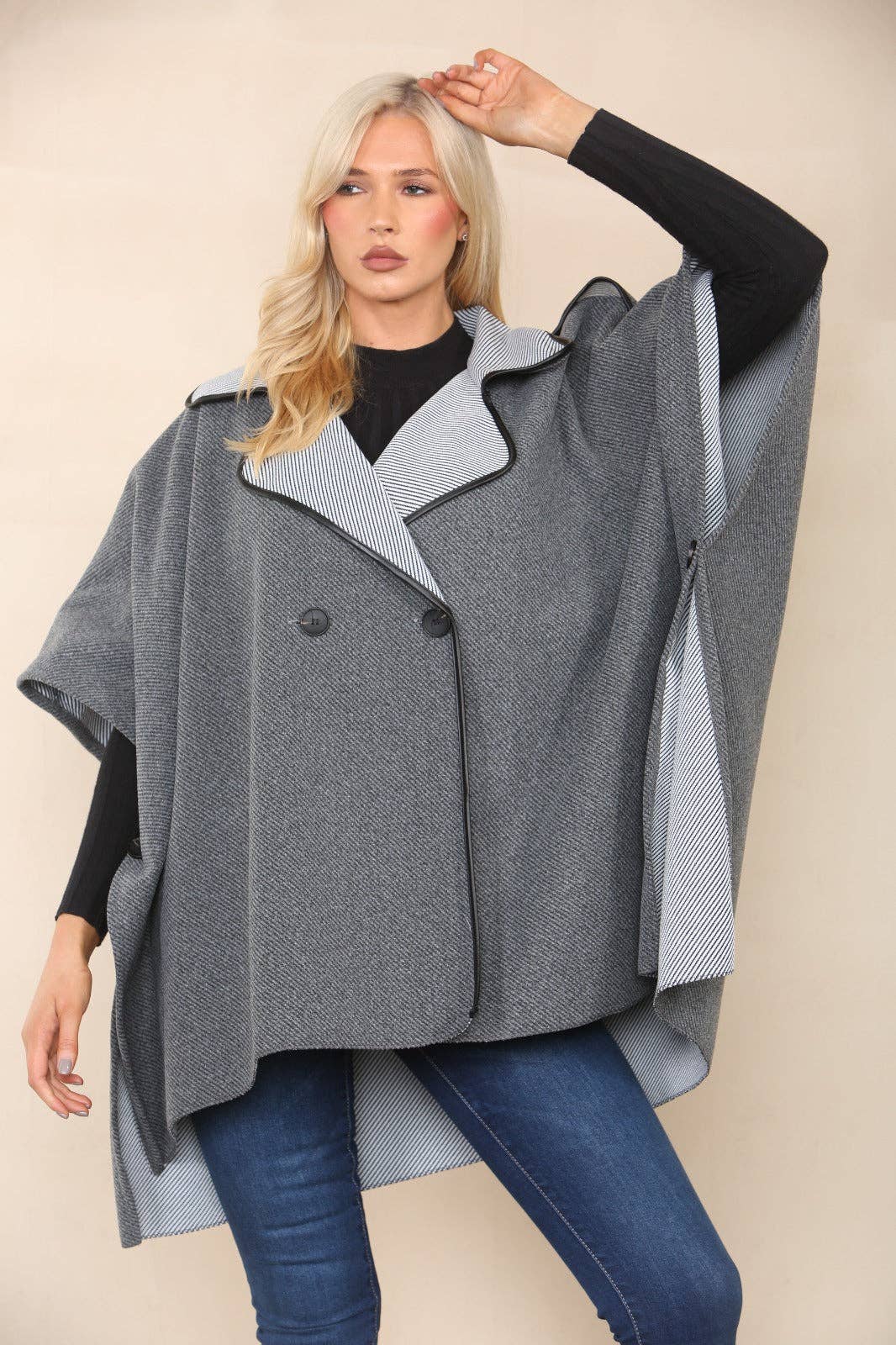 Button Detailed Oversized Jacket Coat