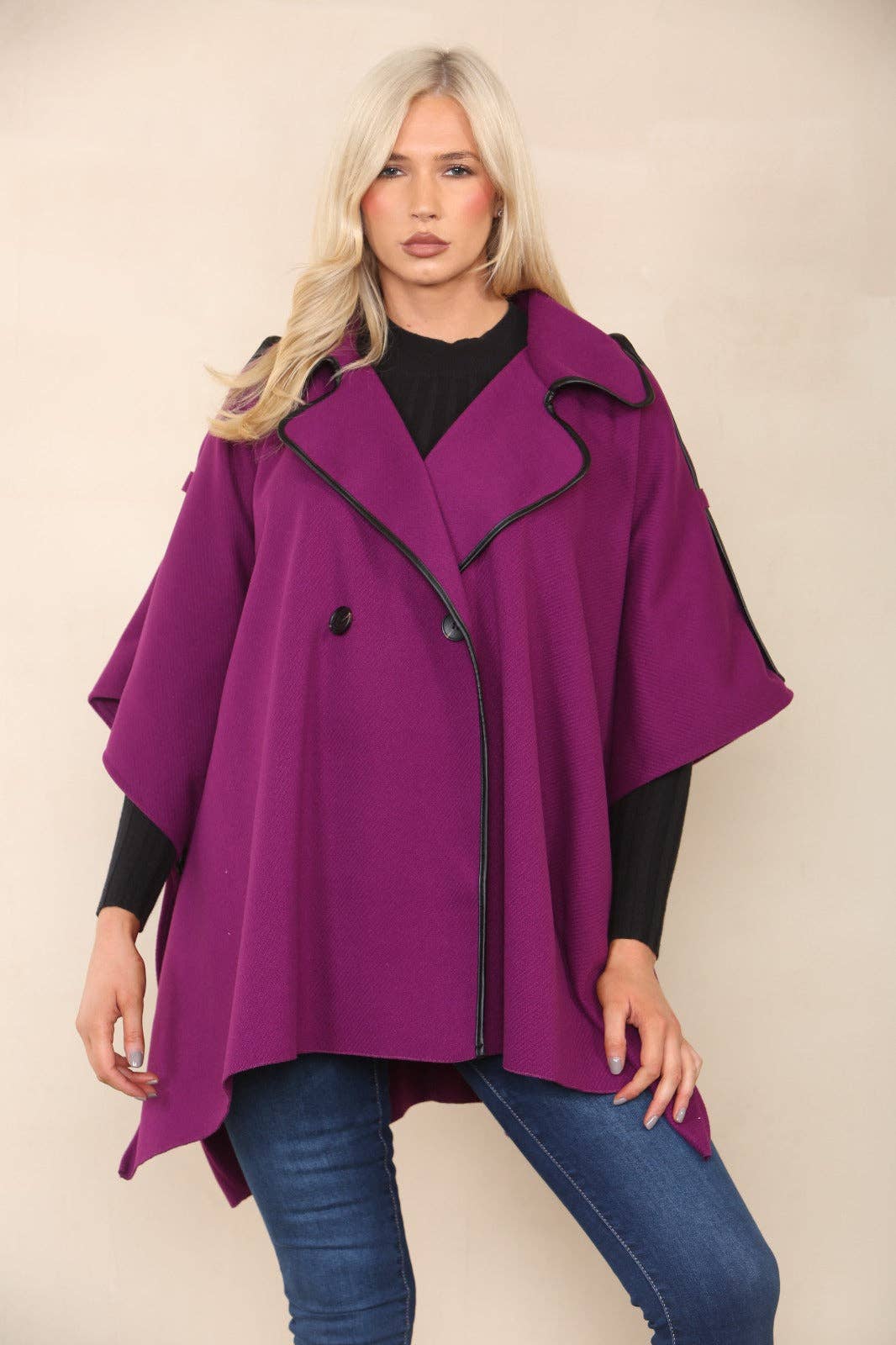 Button Detailed Oversized Jacket Coat