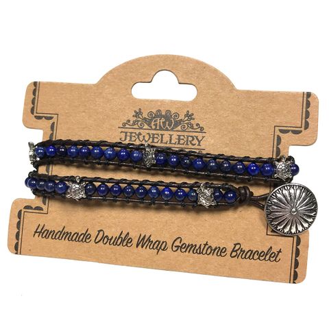Double Wrap Bracelet - Turtles with Lapis