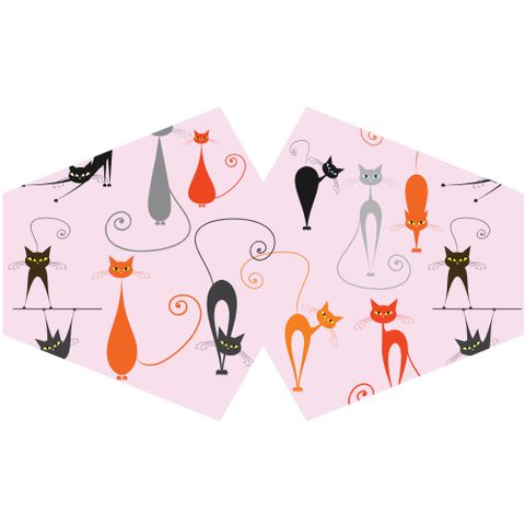 Reusable Fashion Face Covering - Pink Cats  (Adult)