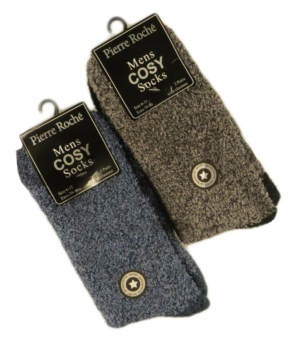 4 Pack Mens Winter Thermal Slipper Socks Non Skid Gripper Socks with Thick Fleece Lining for Warmth and Safety Perfect for Home and Elderly by Sock Stack