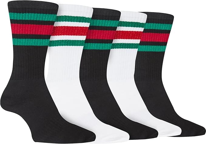 5 Pack Men's Stripes Sport Socks Cotton Durable Blend for Sports Casual & Everyday Designer Wear by Sock Stack