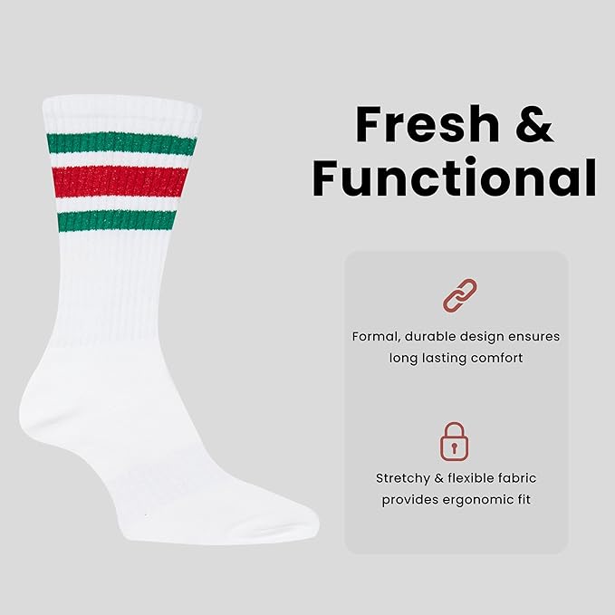 5 Pack Men's Stripes Sport Socks Cotton Durable Blend for Sports Casual & Everyday Designer Wear by Sock Stack