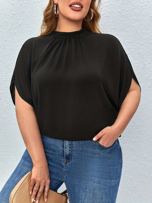 Plus Size Womens Batwing T-Shirt - Stylish Casual Tie Back with Cut Out Detail