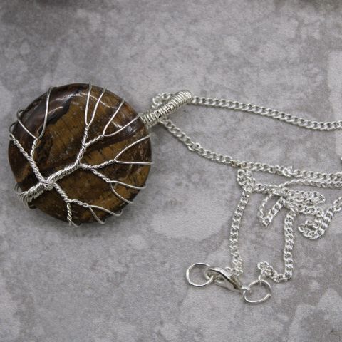 Tree of Life Gemstone Necklace - Tiger Eye