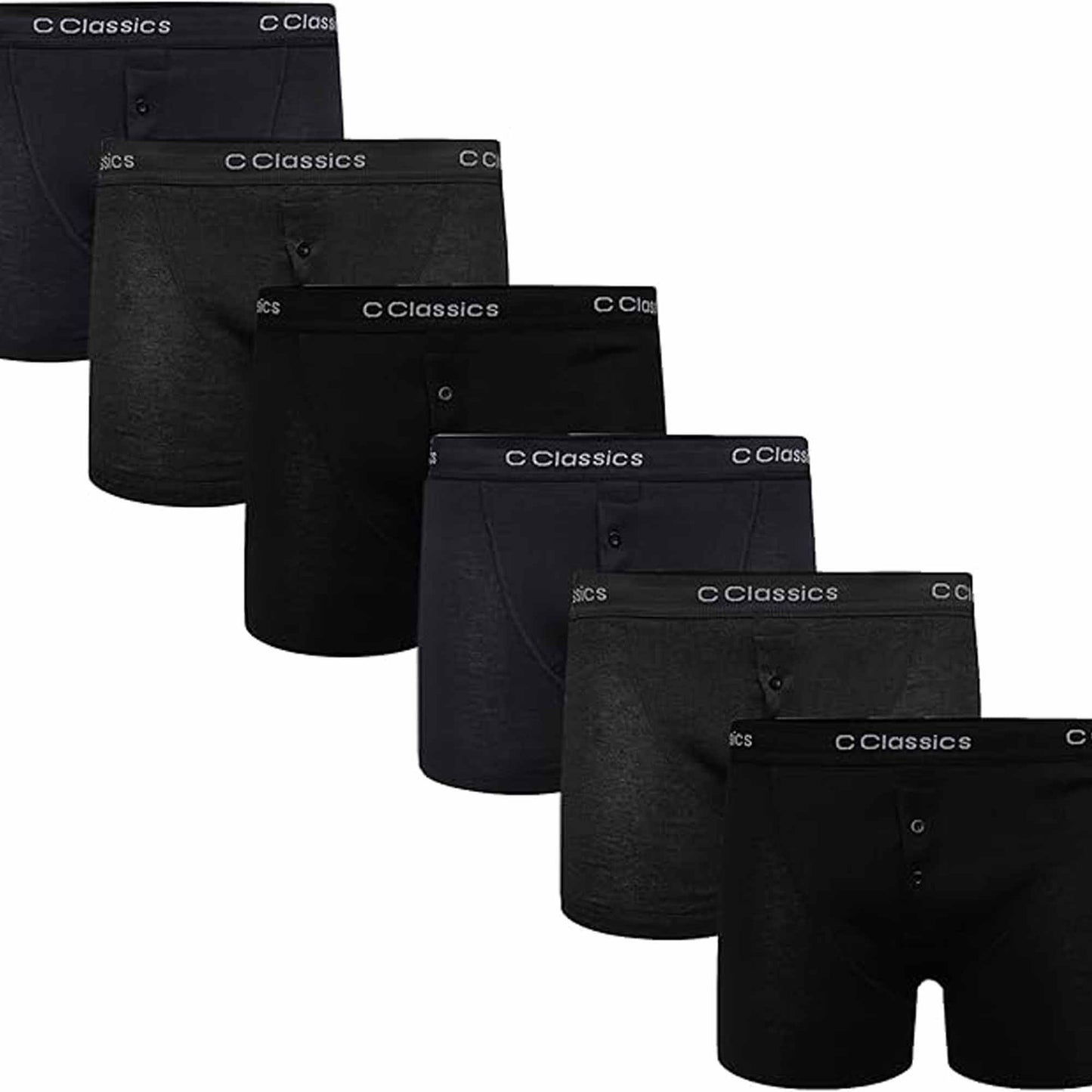 6 Pack Boys Boxer Shorts Cotton Rich Black Moisture-Wicking Button Fly Elasticated Breathable Underwear for Active Kids by Sock Stack