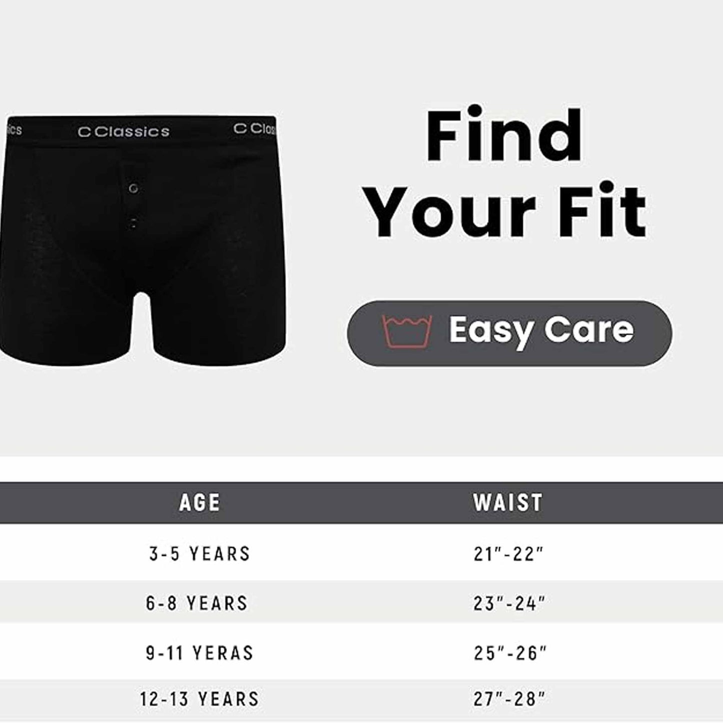 6 Pack Boys Boxer Shorts Cotton Rich Black Moisture-Wicking Button Fly Elasticated Breathable Underwear for Active Kids by Sock Stack