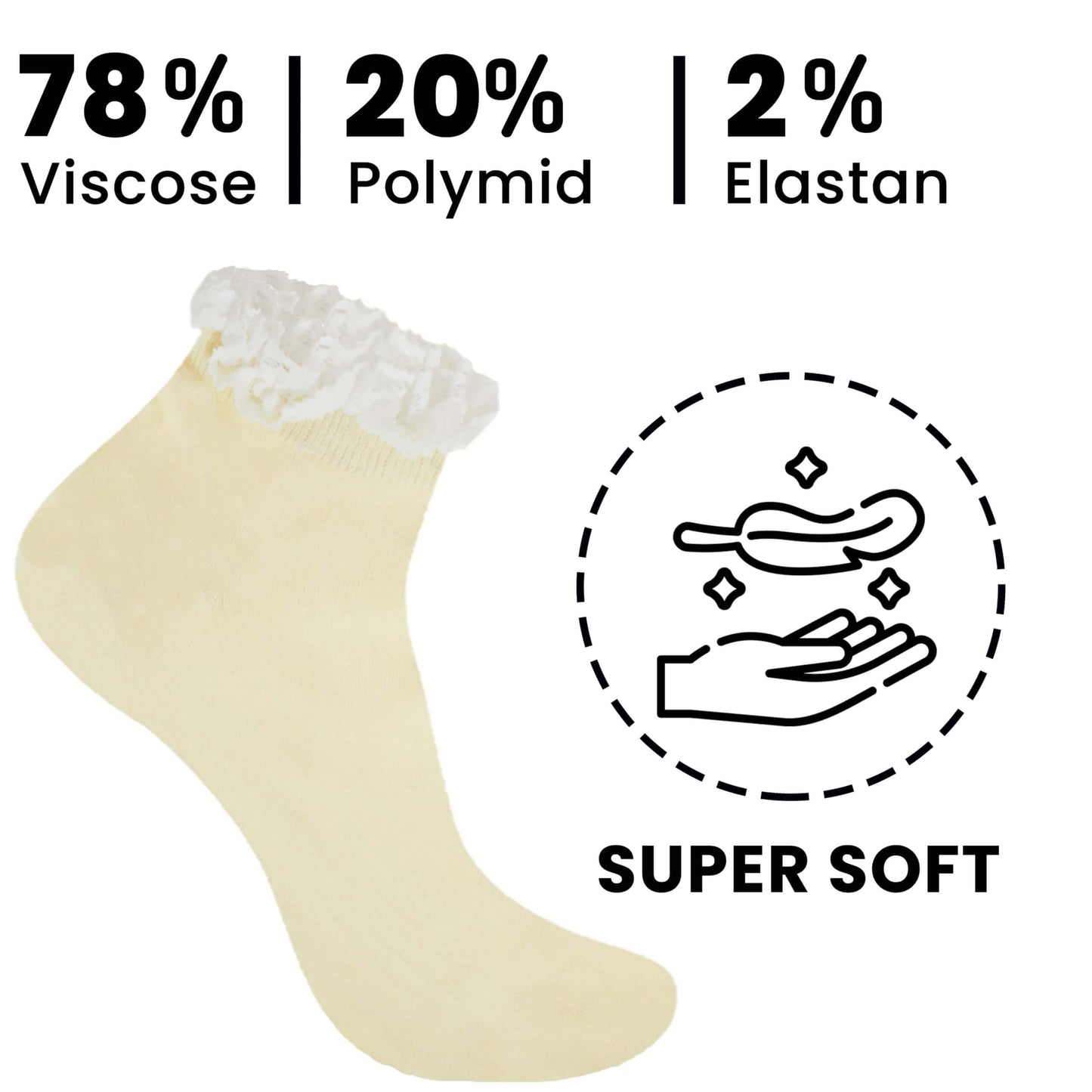 6 Pairs Ladies Bamboo Lace Socks Ultra Soft Antibacterial Moisture-Wicking Breathable Fashion Socks UK 4-7 Assorted Colours by Sock Stack