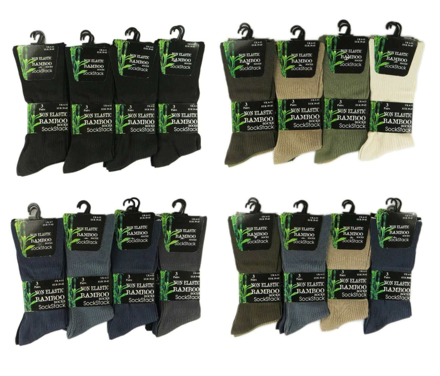 6 Pairs Men's Bamboo Socks Loose Top Soft Grip Anti Bacterial Moisture-Wicking Reinforced Heel and Toe Comfortable Durable UK 6-11 EUR 39-45 by Sock Stack