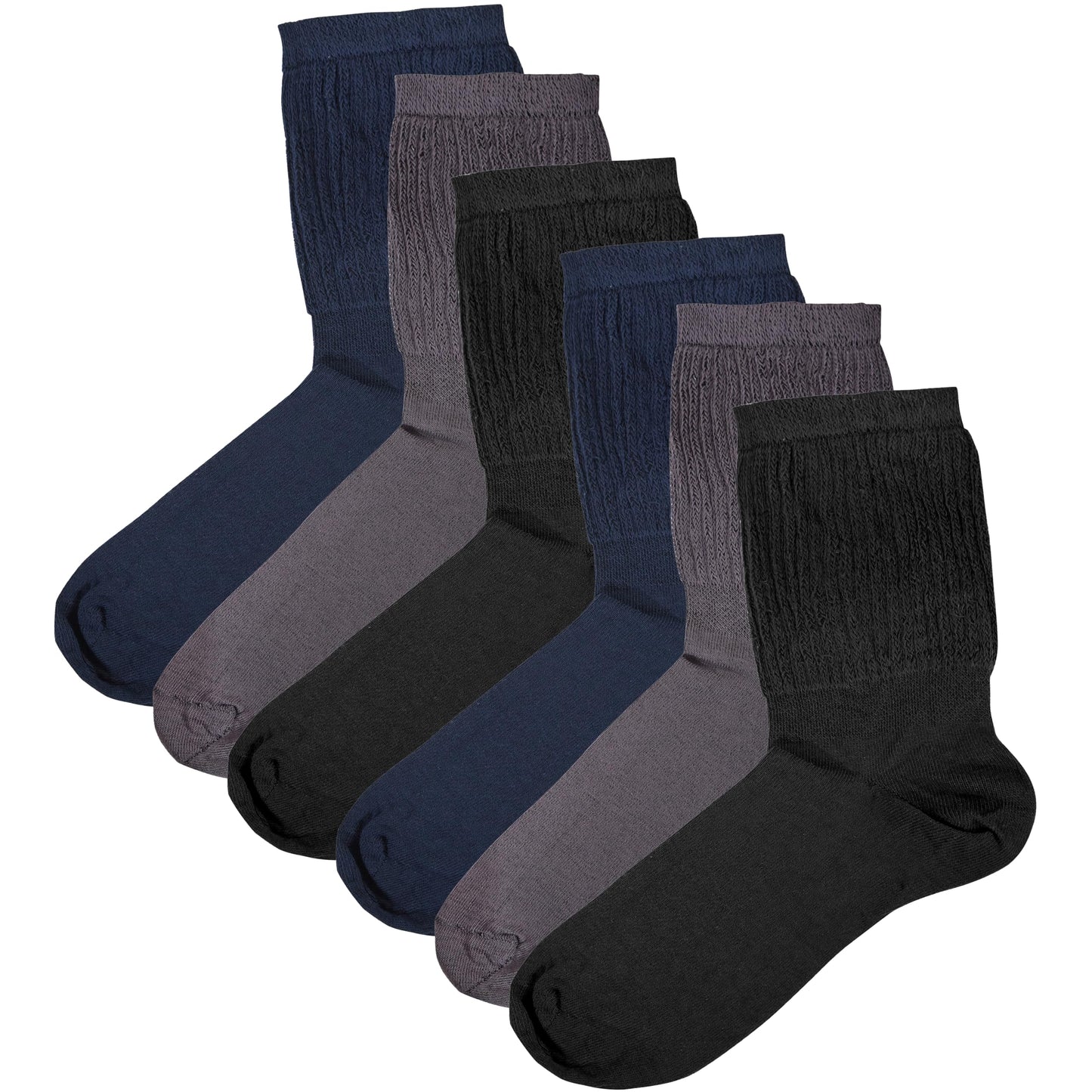 6 Pairs Men's Extra Wide Diabetic Socks Non Elastic Loose Top Moisture-Wicking Antibacterial Breathable Cotton for Leg Swelling by Sock Stack