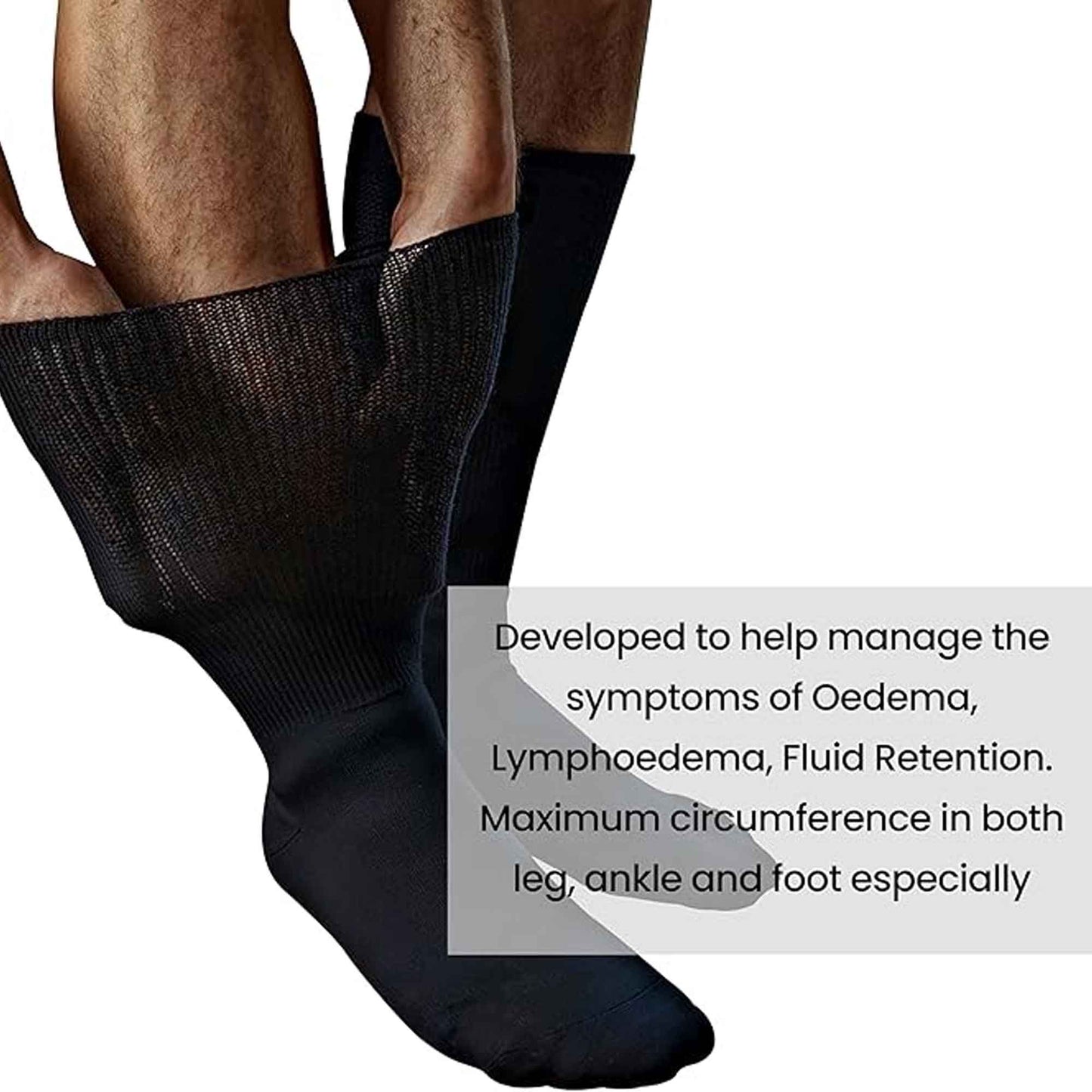 6 Pairs Men's Extra Wide Diabetic Socks Non Elastic Loose Top Moisture-Wicking Antibacterial Breathable Cotton for Leg Swelling by Sock Stack