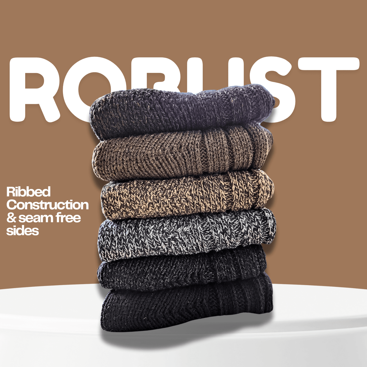 6 Pairs Men's Ultra Chunky Wool Thermal Socks for Outdoor Activities Warm Thick Insulated Winter Work Boots Sock UK Sizes 6-11 EU 39-45 Assorted Colours by Sock Stack