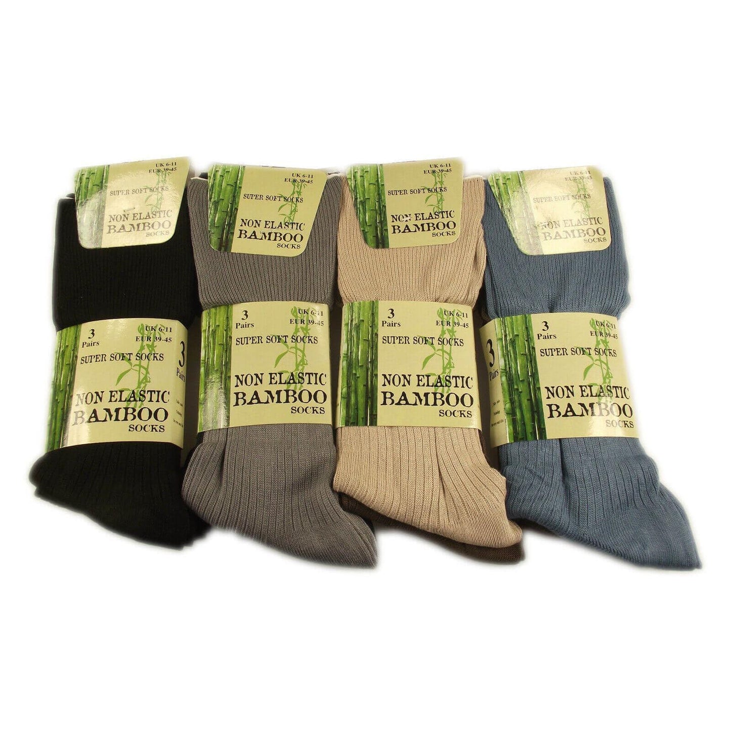 6 Pairs Mens Bamboo Loose Top Socks Super Soft Anti Bacterial Moisture Wicking with Reinforced Heel and Toe for Durability Comfort All Day Wear Assorted Colours Classic Black by Daisy Dreamer