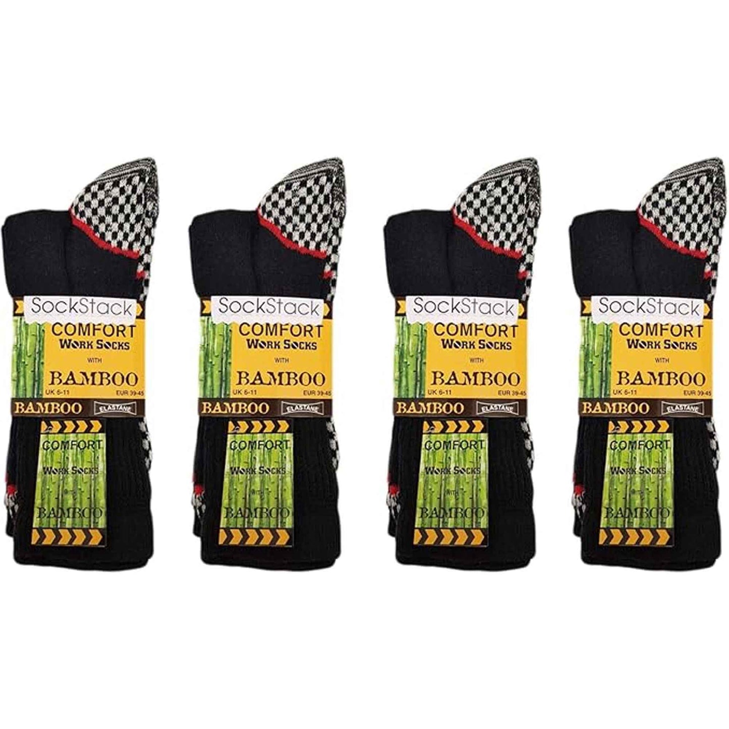 6 Pairs Mens Bamboo Moisture-Wicking Work Socks Cushioned Reinforced Heel Toe Durable Odour Control Ideal for Construction Hiking Long Hours by Sock Stack