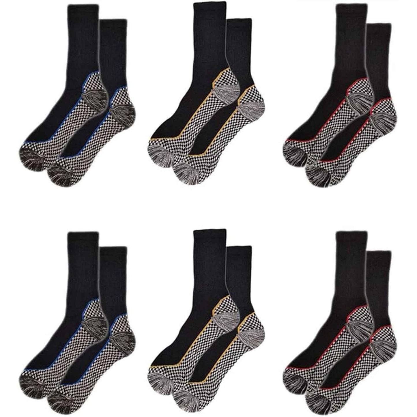 6 Pairs Mens Bamboo Moisture-Wicking Work Socks Cushioned Reinforced Heel Toe Durable Odour Control Ideal for Construction Hiking Long Hours by Sock Stack