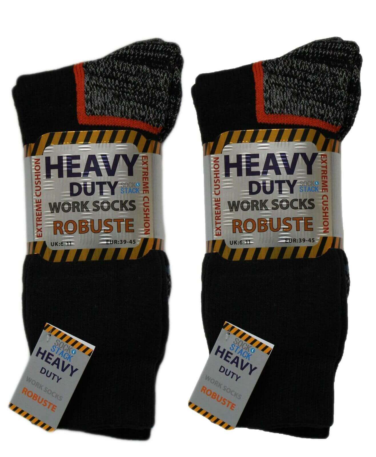 6 Pairs Mens Heavy Duty Work Socks Reinforced Heel and Toe Cushioned Anti-Blister Durable Construction Steel Toe Boot Sock UK 6-11 EUR 39-45 by Sock Stack