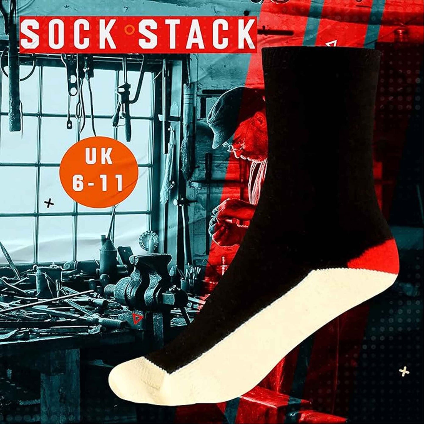 6 Pairs Mens Lambs Wool Sole Work Boot Socks Reinforced Heel Toe Durable Warm Construction Hiking Outdoor Sizes 6-11 UK by Sock Stack