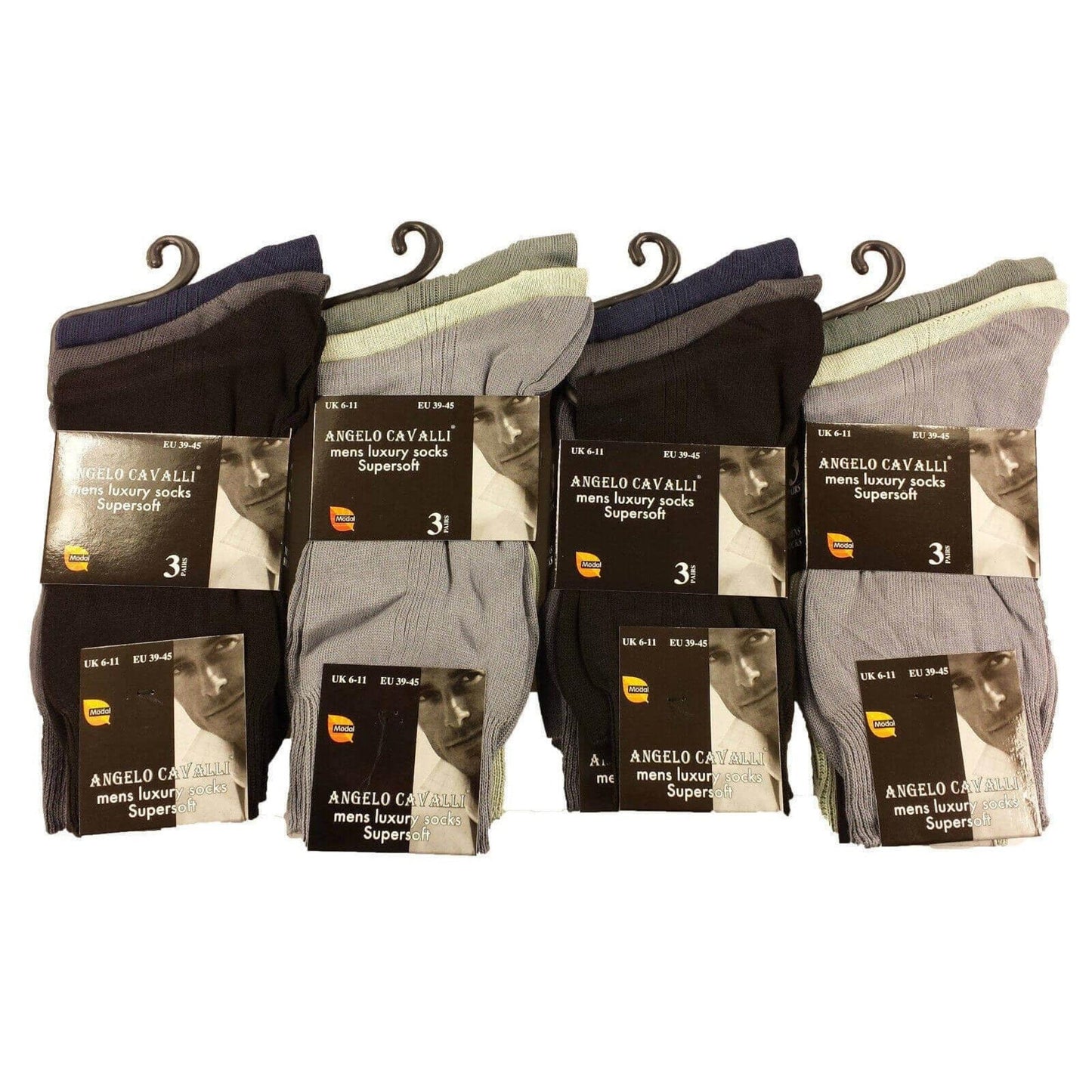 6 Pairs Mens Luxury Super Soft Cotton Modal Dress Socks Lightweight Comfortable Breathable Formal Business Socks in Assorted Colours UK Sizes 6-11 EU Sizes 39-45 by Sock Stack