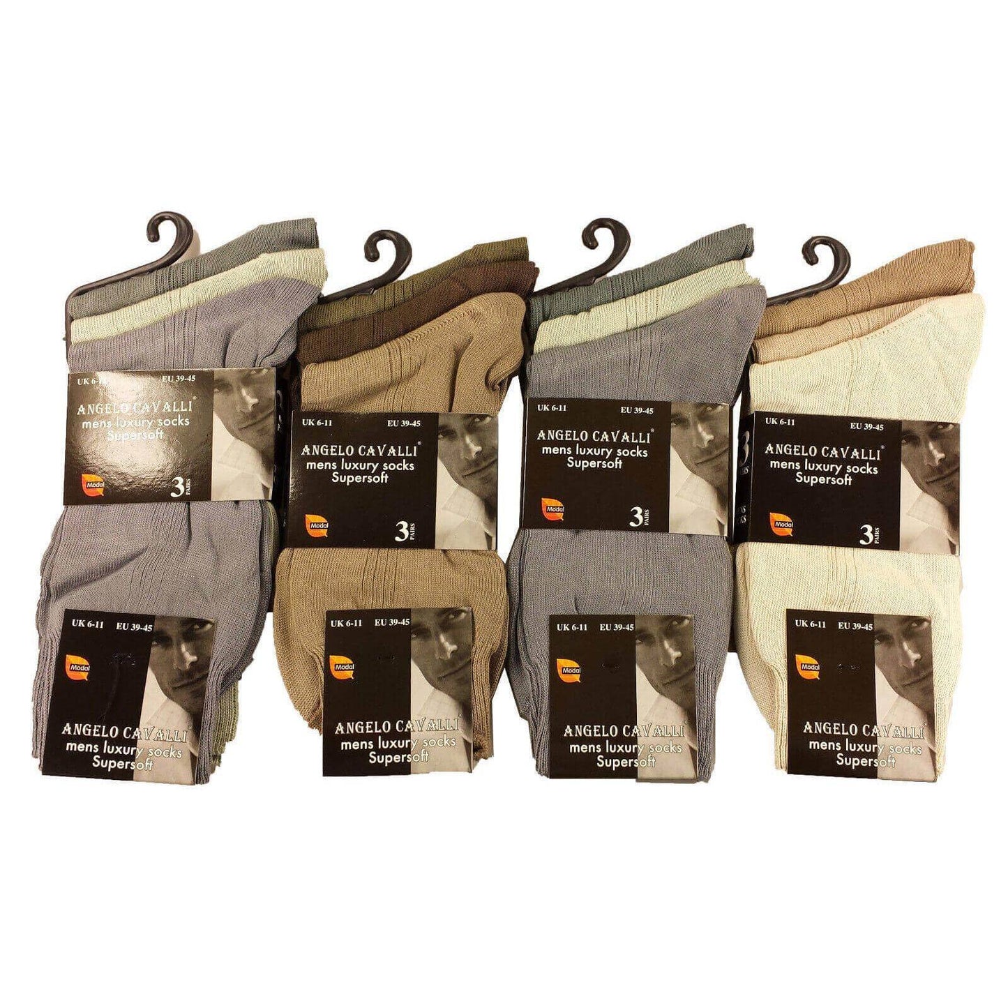 6 Pairs Mens Luxury Super Soft Cotton Modal Dress Socks Lightweight Comfortable Breathable Formal Business Socks in Assorted Colours UK Sizes 6-11 EU Sizes 39-45 by Sock Stack