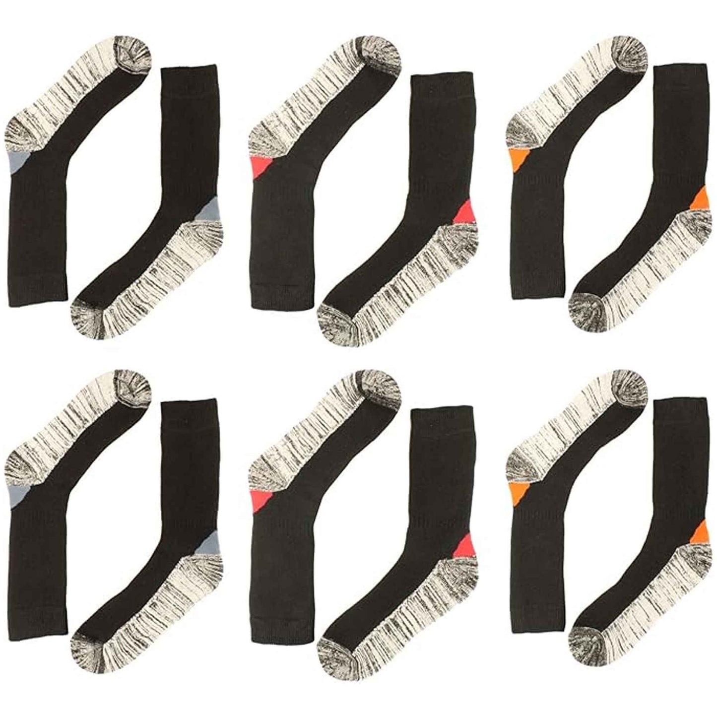 6 Pairs Mens Steel Toe Work Socks with Reinforced Heel Toe Cushioned Cotton Blend for Construction Warehouse Heavy Duty Support by Sock Stack