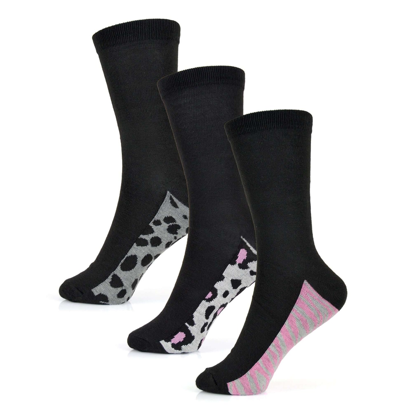 6 Pairs Women's Cotton Rich Socks Fun Designs Stripes Dots Leopard Fox Dog Cat Prints UK 4-7 Breathable Durable by Sock Stack