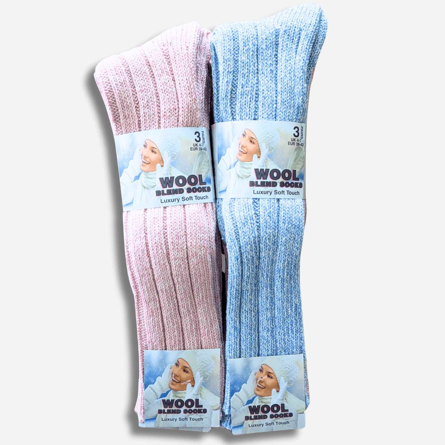 6 Pairs Women's Ultra Chunky Long Wool Thermal Socks for Outdoor Activities Warm Thick Insulated Winter Work Boots Sock Size UK 4-7 EU 37-40 Assorted Colours by Sock Stack