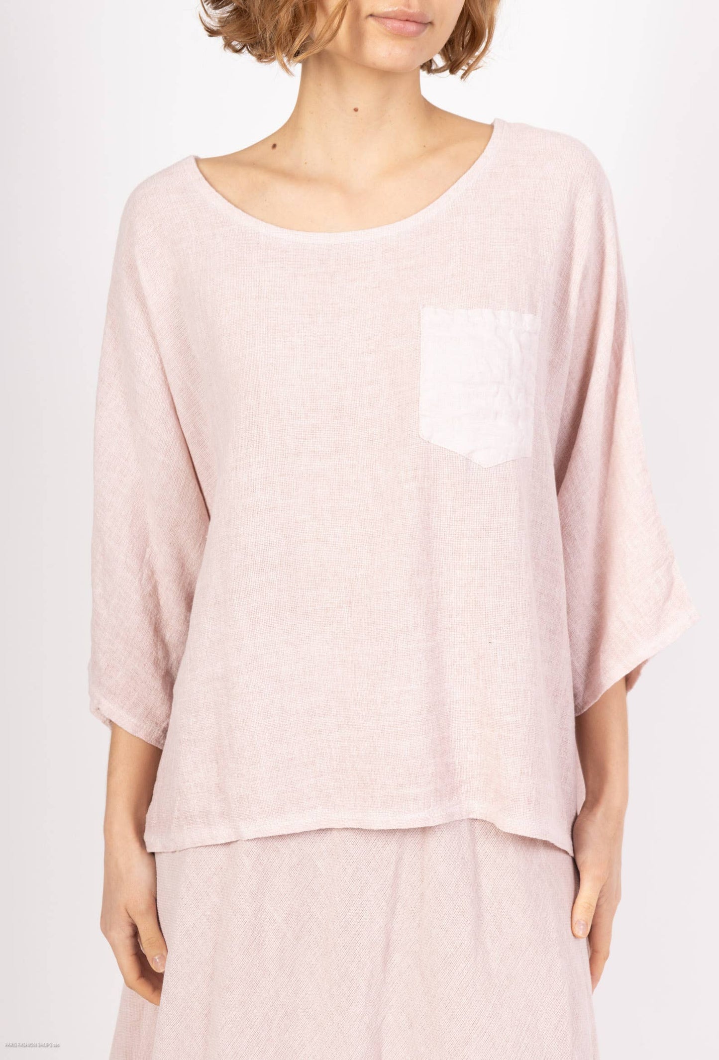 Linen cotton top with a side pocket