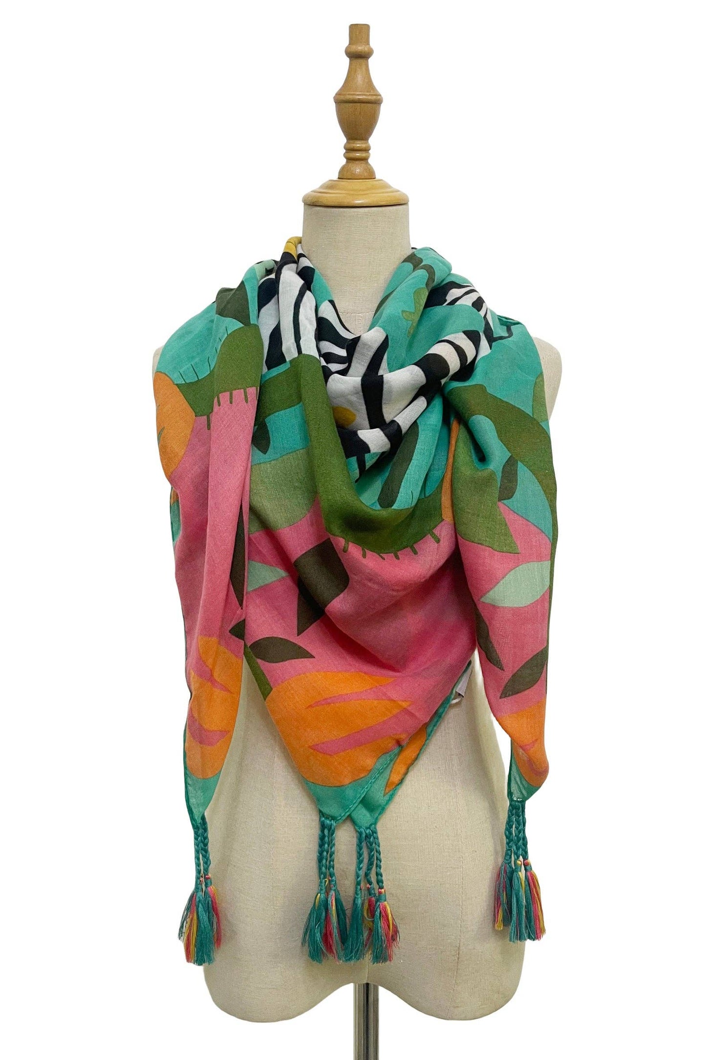 Bright Zebra Jungle Print Square Scarf: Yellow