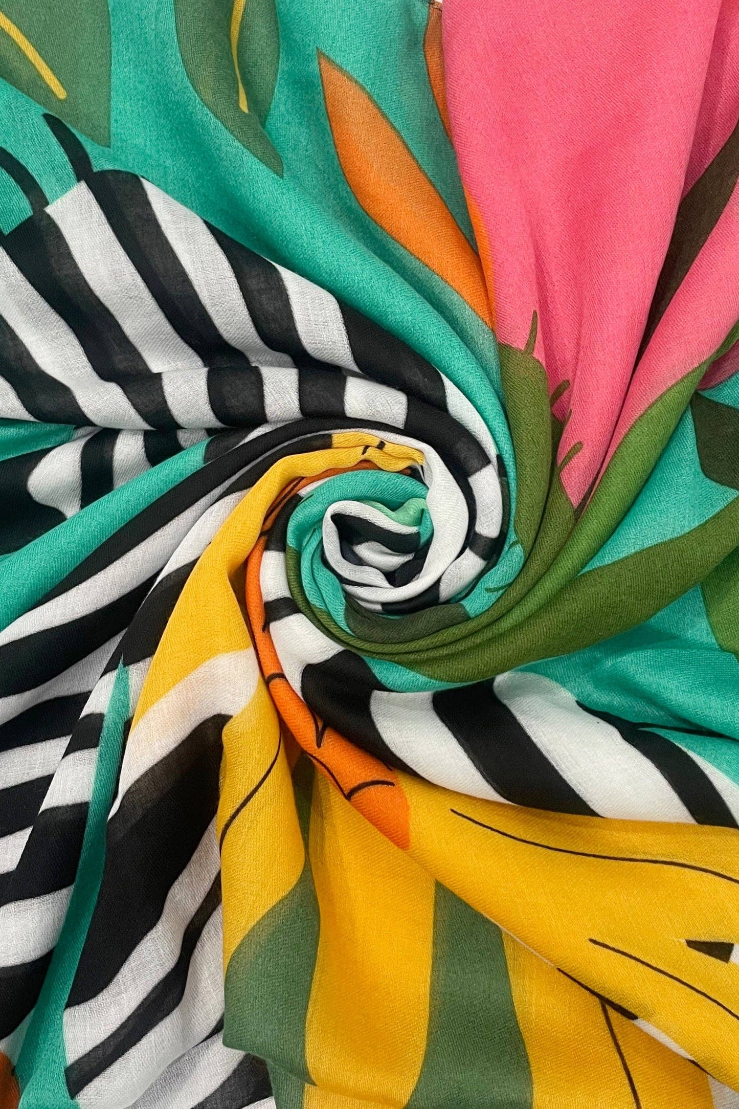 Bright Zebra Jungle Print Square Scarf: Yellow