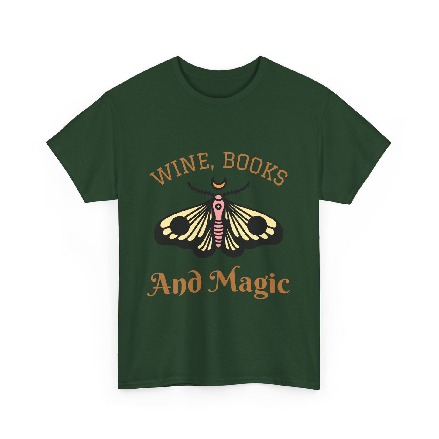 Enchanting Bookworm Tee - "Wine, Books, and Magic" - Perfect for Readers, Gifts for Book Lovers, Cozy Nights, and Book Clubs