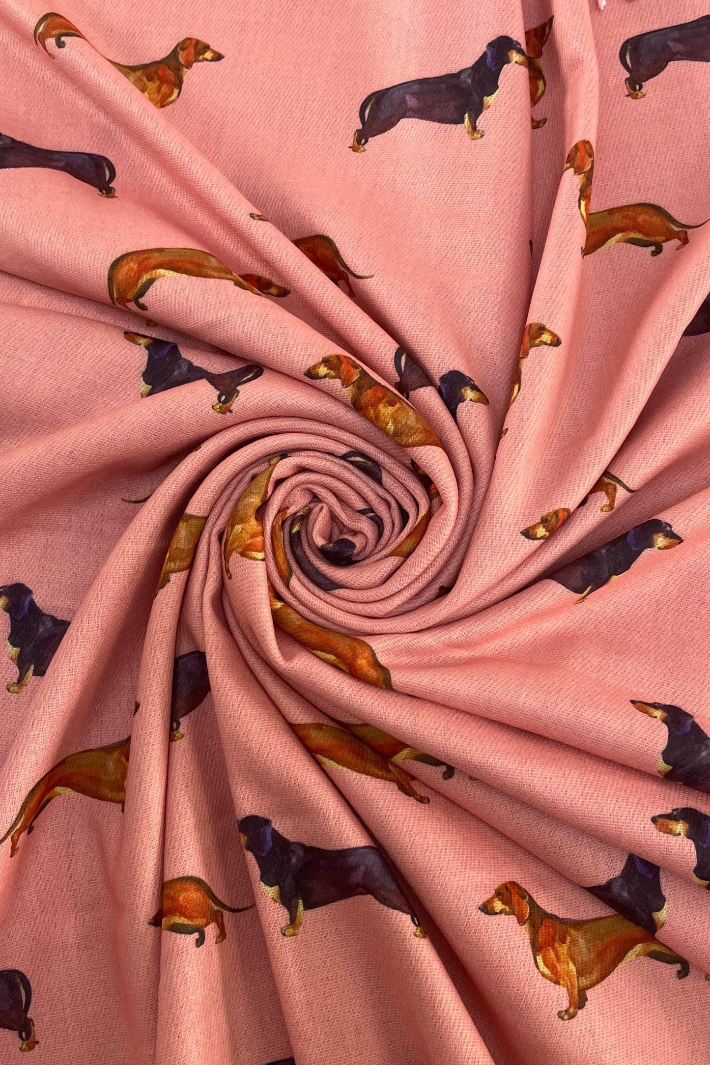 Dachshund Sausage Dog Print Tassel Scarf: Green