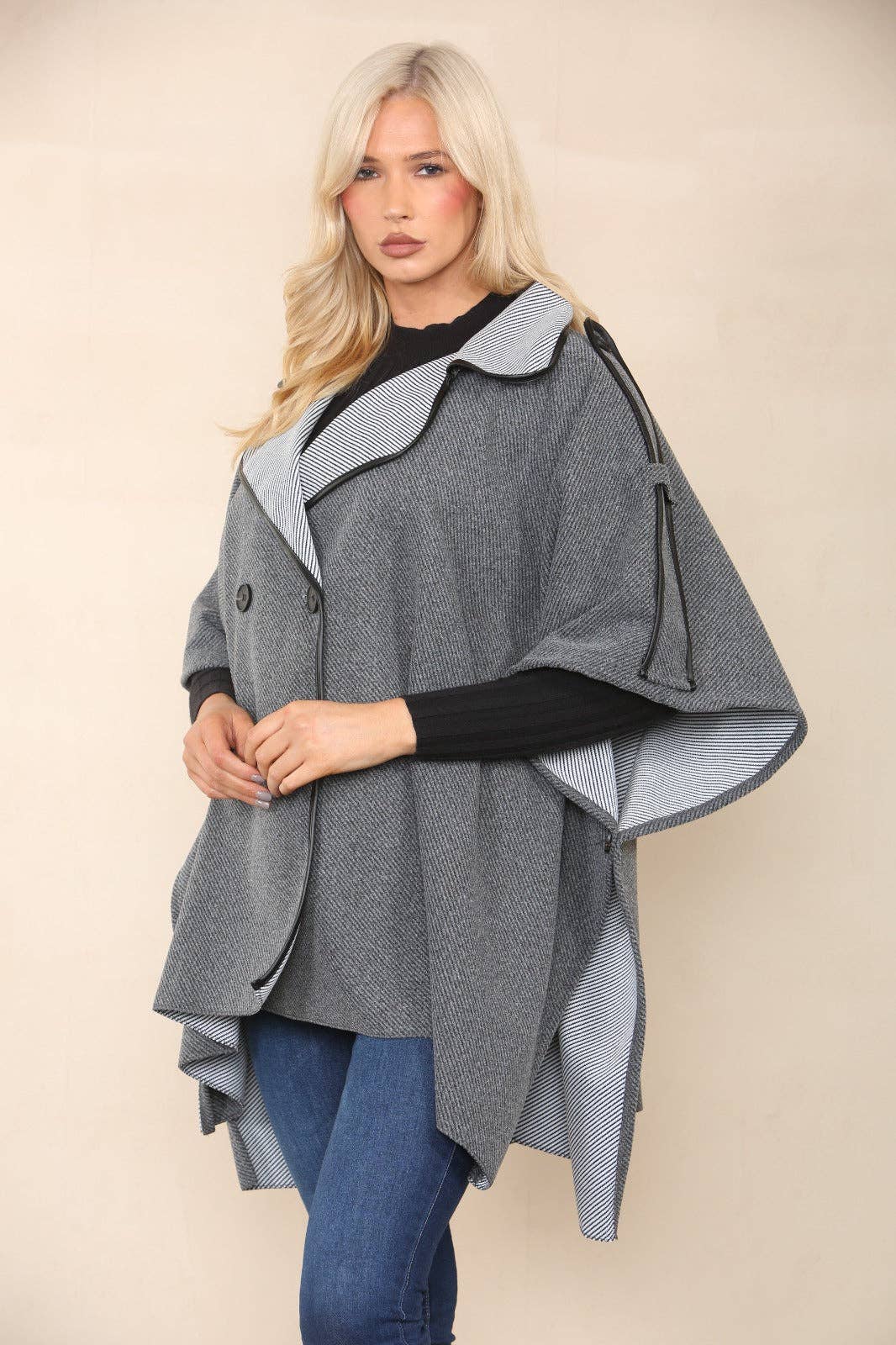 Button Detailed Oversized Jacket Coat