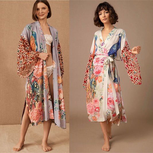 Peacock Positioning Printing Beach Cover-up